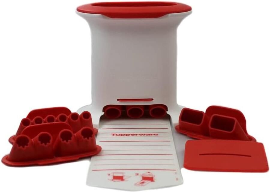 Deegpers Keuken Pastamaker Gnocchi Zelf Pasta Maken 4 Wisselende Opzetstukken 19x18x11.5 cm Wit Rood