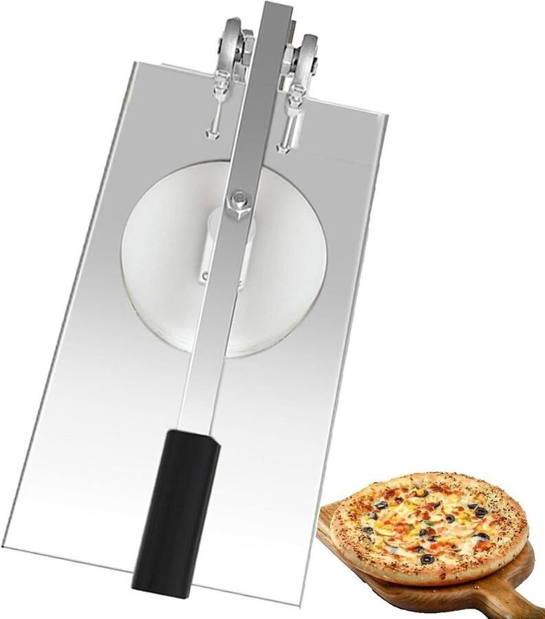 Deegpers Machine Pizzamaker Bakgerei Deeg Vormen Verstelbare Hoek 20-24 CM Zilverkleurig