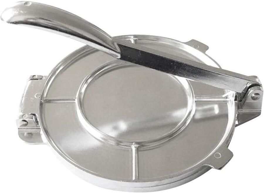 Deegpers Tortilla Maker Plattebrood Maker Thuisgerechten Maken Opvouwbaar Aluminium Ontwerp 20.3 cm Zilver