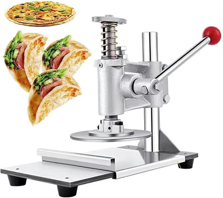 Deegpersmachine Pizzadeeg Maker Taart Deeg Verstelbare Dikte 12cm Diameter Zilver