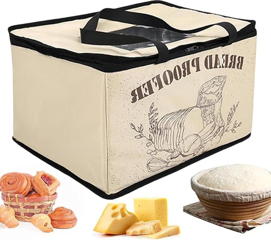 Deegrijskast Met Verwarming Opvouwbare Gistingskamer Zuurdesem Maken Nauwkeurige Temperatuurregeling 40x33x25 cm Zwart