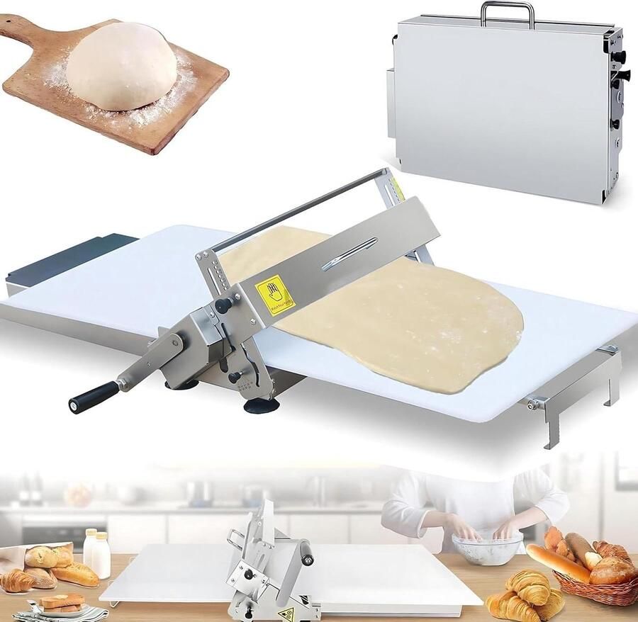 Deegrol Machine Pastry Maker Bakken Thuis Instelbare Dikte 0.5-25 Mm Zilver