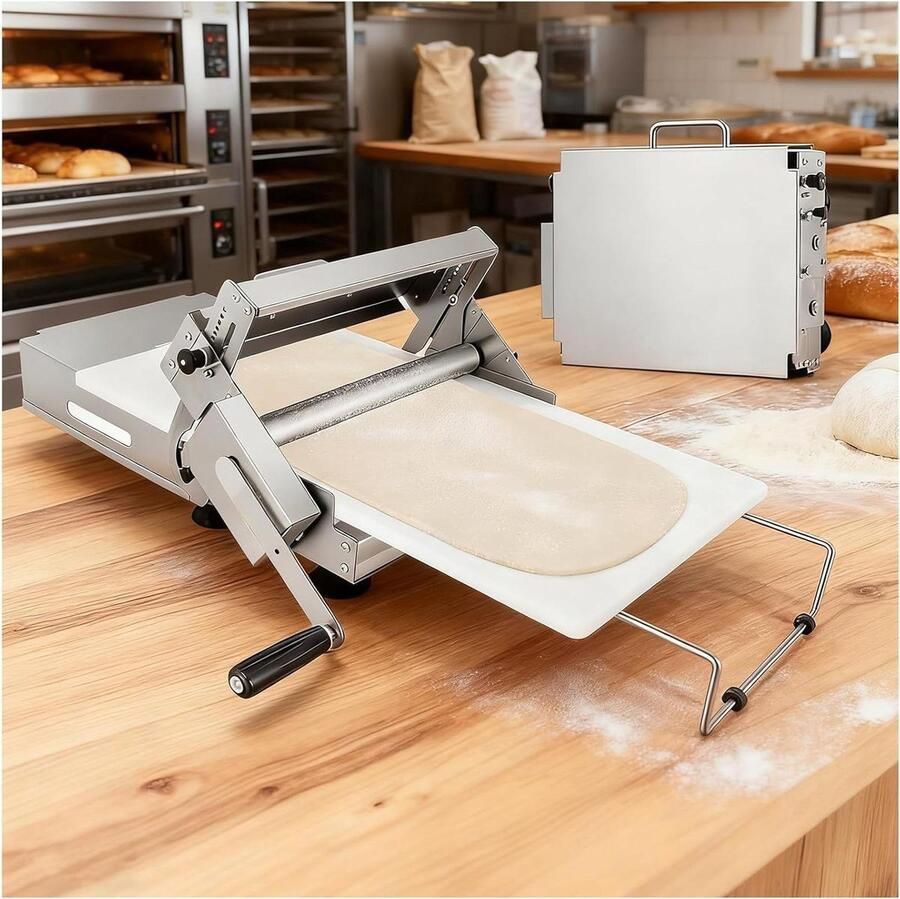 Deegrolmachine Deegroller Pastamachine Bakken Thuis Instelbare Dikte 90x40cm Zilver