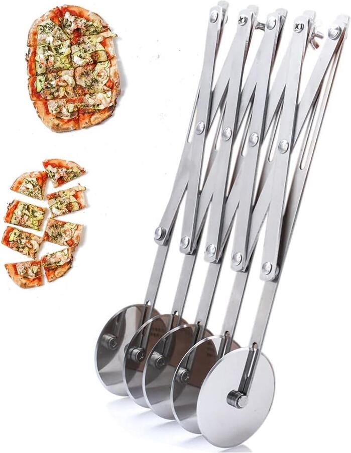 Deegsnijder 5 Wielen Pizza snijder Bakken en Koken Verstelbare afstand 25.4 cm Zilver
