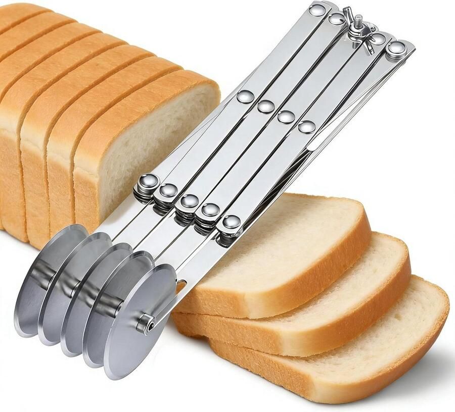 Deegsnijder 5 Wielen Taartverdeler Nauwkeurig Portioneren Verstelbare Breedte 12 cm Zilver