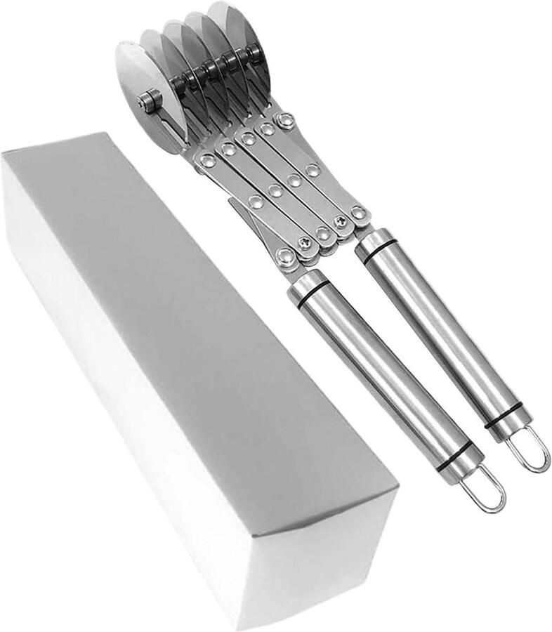 Deegsnijder met wielen Pizzasnijder Pastamachine Gelijkmatig snijden Verstelbare afstand 28.5 cm Zilver