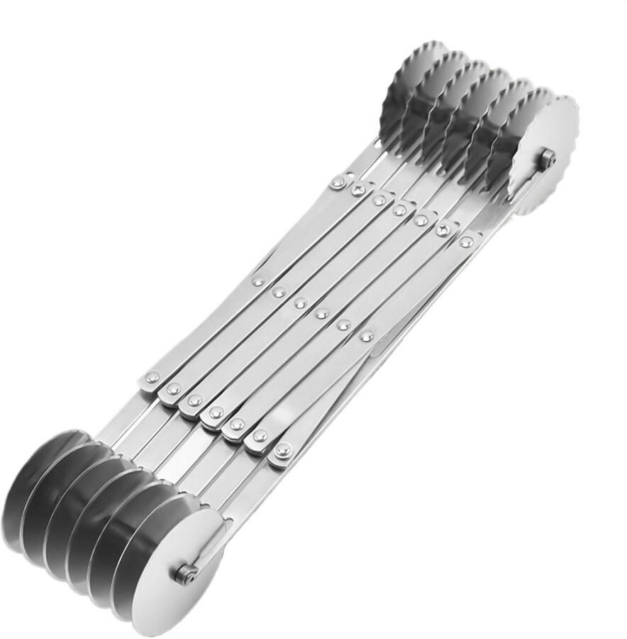 Gebaksnijder Wiel Deegsnijder Roller Taarten Snijden Verstelbare Breedte 31.5 cm Zilver