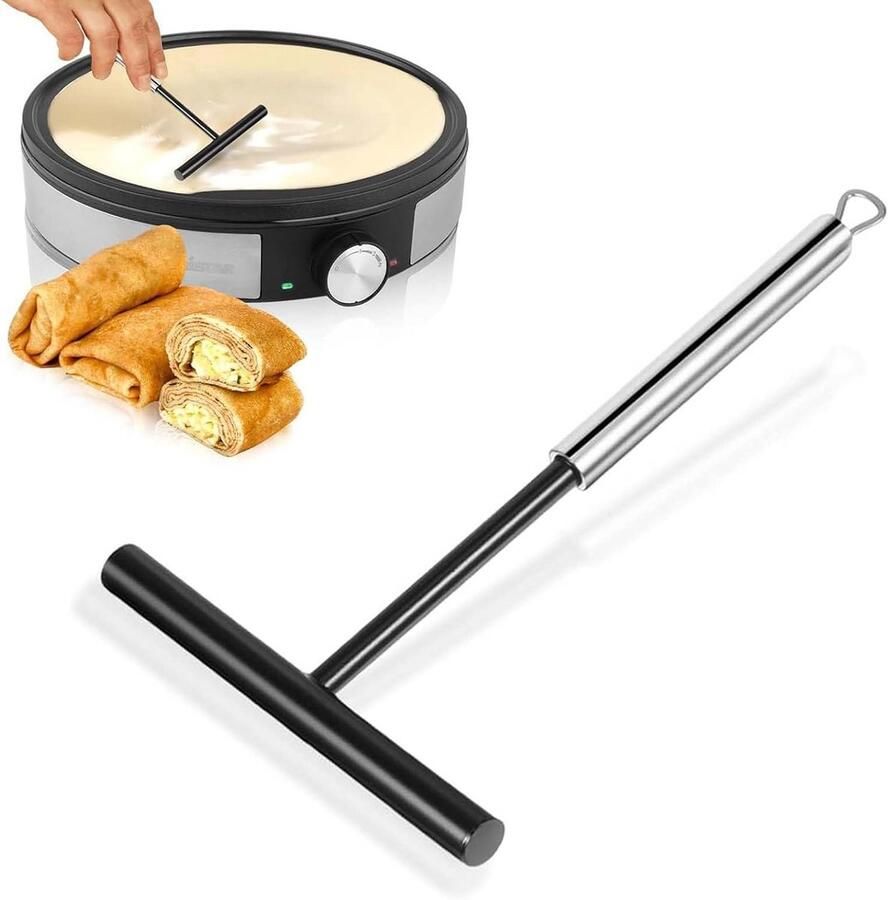 Deegverdeler Crêpes Pannenkoek Gereedschap Gelijkmatig Verdelen Roestvrij Staal 195 x 12 cm Zilver Zwart