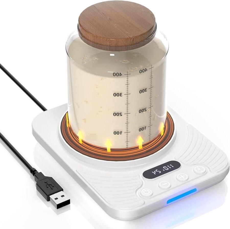 Deegwarmer Zuurdesem Verwarmingsmat Gisting Zuurdesem Gisting Nauwkeurige Thermostaatregeling 24-uurs Timer Wit