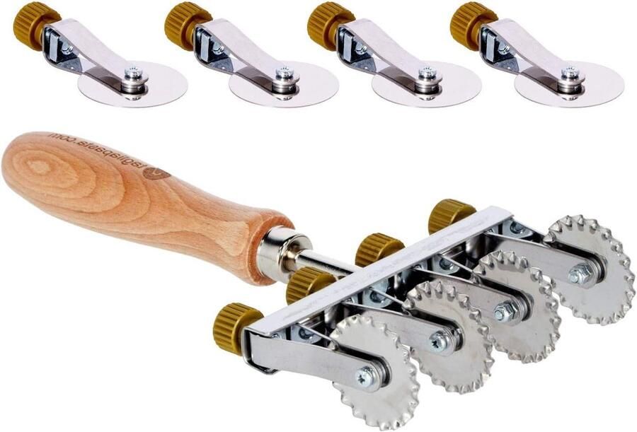 Deegwiel Snijder Pastasnijder Pizzasnijder Verse Pasta Maken 4 Gladde + 4 Getande Bladen 36 mm