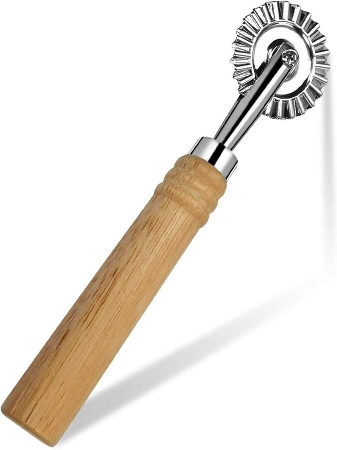 Deegwiel Snijder Pastawiel Gebakswiel Pasta Maken Houten Handvat Zinklegering 16x39cm