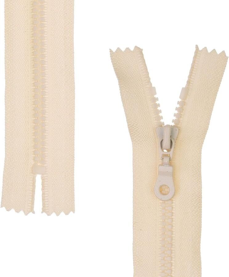 Deelbare ritssluiting 2 stuks 30 cm raillengte in beige ritssluiting #3 mm railbreedte 30 mm bandbreedte vervangende ritssluiting kunststof ritssluiting #3 maat