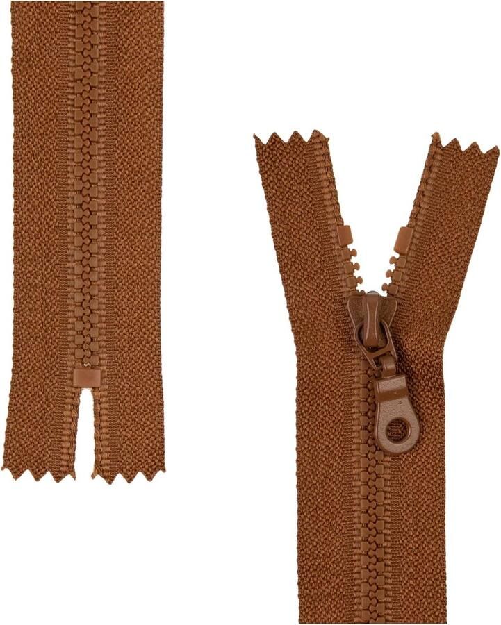 Deelbare ritssluiting 2 stuks 40 cm raillengte in bruin ritssluiting #3 4 5 mm railbreedte 30 mm bandbreedte vervangende ritssluiting kunststof ritssluiting # 3 maat