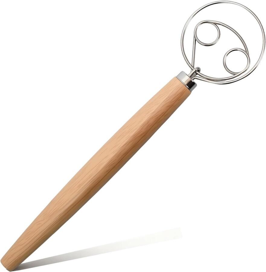 Deense deeggarde handmixer zuurdesemmixer van roestvrij staal keukengarde met handvat voor brooddeeg gebak of pizza ShopVlot