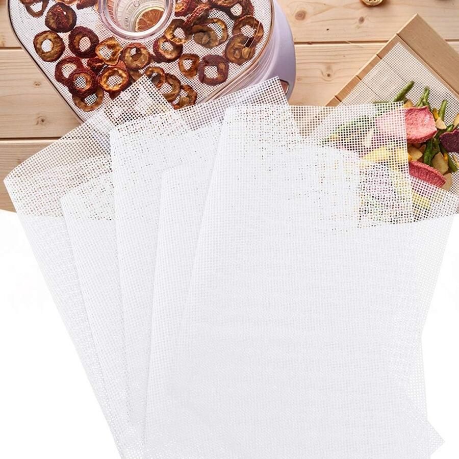 Dehydrator Vellen Siliconen – Set van 5 – Herbruikbare Anti-Aanbakmatten voor Voedseldroger – Fruit Groente Kruiden en Snacks
