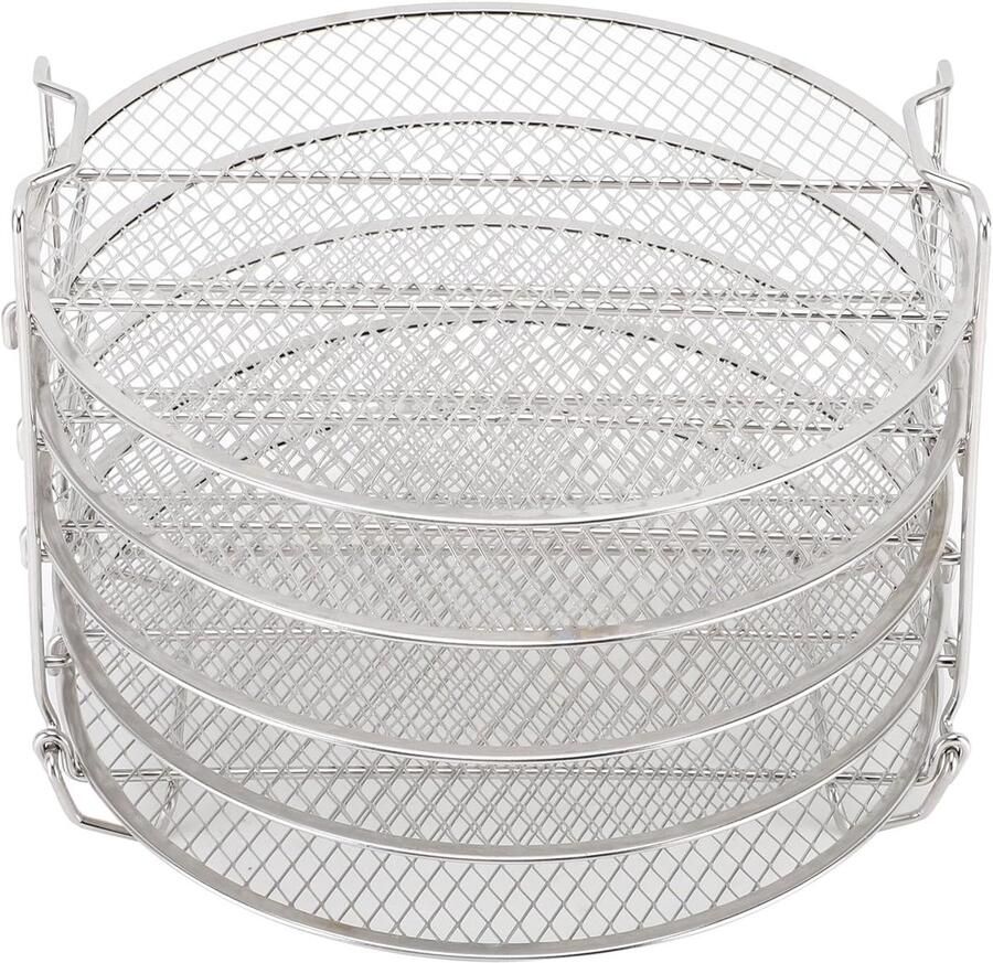 Dehydrator Standaard Voedseldroger Rek Voedsel Drogen Roestvrij Staal 5 Lagen Zilver - Foto 1