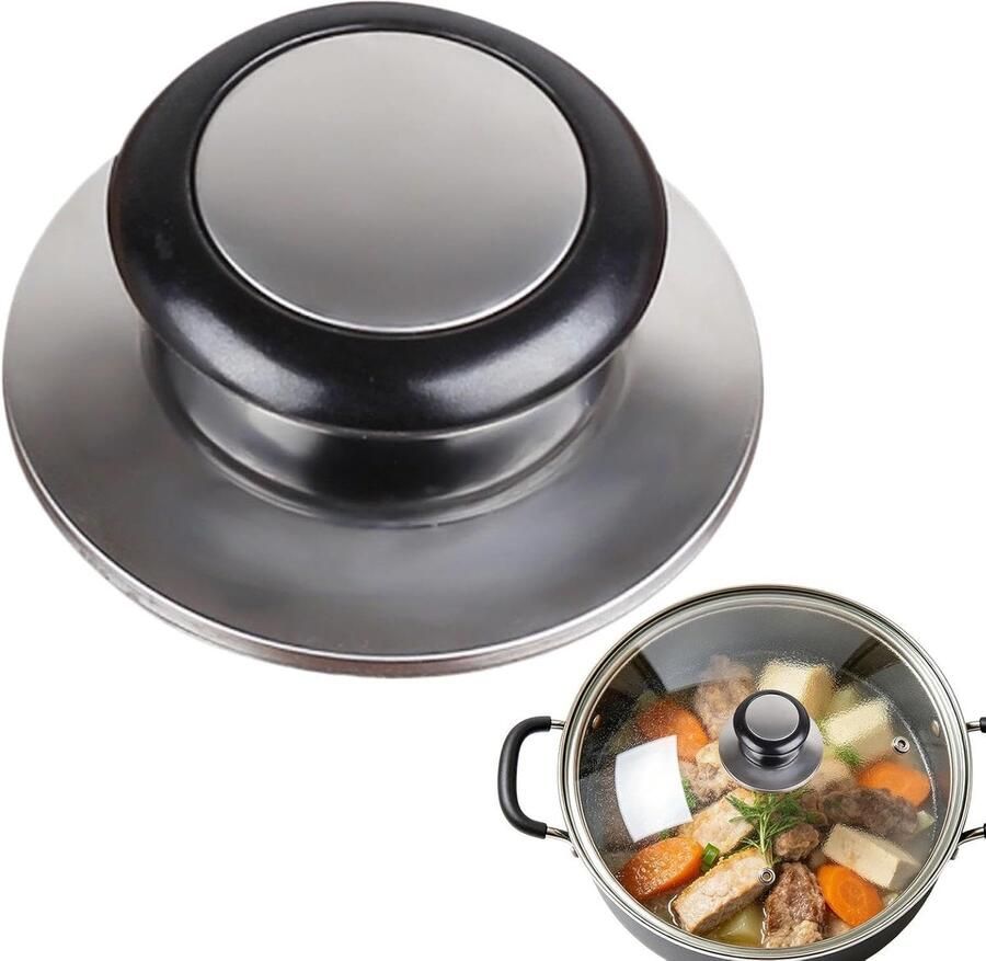 Deksel Handvat Kookgerei Vervanging Veilig Koken Roestvrij Staal 6x5 cm Zwart