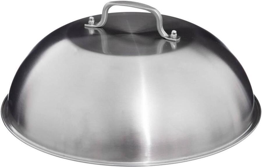 Deksel voor Grillplaat Warmhoudkap Eten Warm Houden Roestvrij Staal 32 cm Zilver