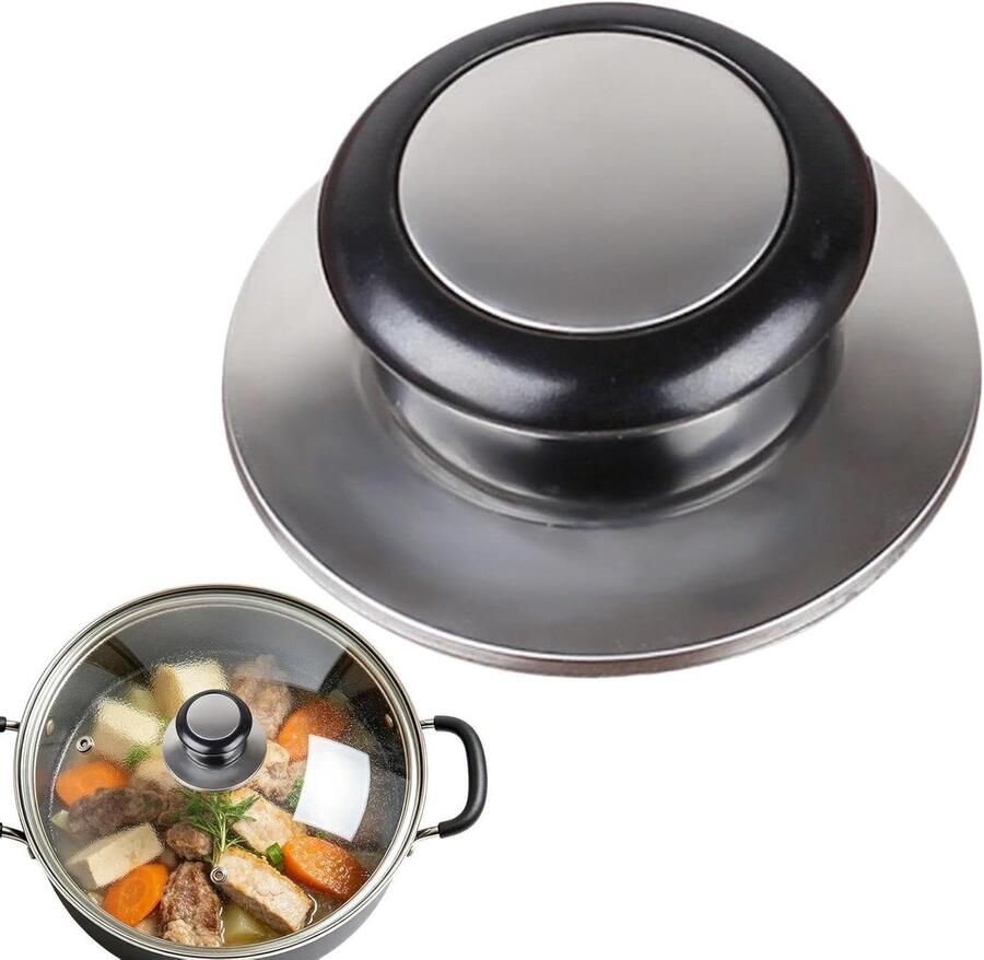 Dekselknop Pannenhandgreep Koken Anti-verbranding 6x5 cm Zwart
