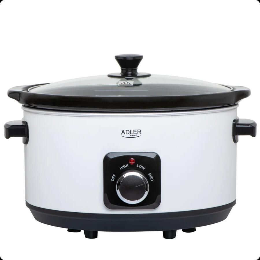 Delightness Slowcooker Met Thermostaat Keramische Kom 3 Standen Elektrisch Koken Bakken Keuken 5 8L Wit