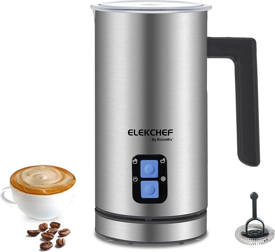 Deliqa 4 in 1 melkopschuimer melk opschuimer melkverwarmer koud warm latte cappuccino koffie chocolade melk melkopschuimer elektrisch rvs stille motor BPA vrij