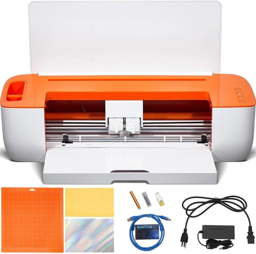 Deliqa snijmachine snijplotter wit oranje met bluetooth plotter machine 30.5 cm snijder automatische tracker beginnersvriendelijk
