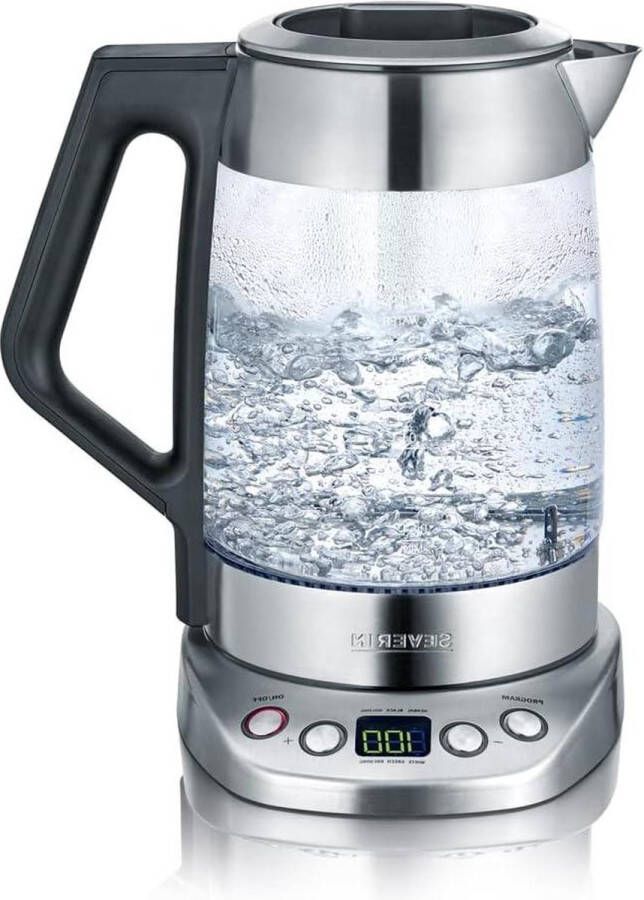 Deluxe Glazen Thee- Waterkoker Met Temperatuurregelaar 17 L Water 15 L Thee 3.000 W Roestvrij Staal-Zwart