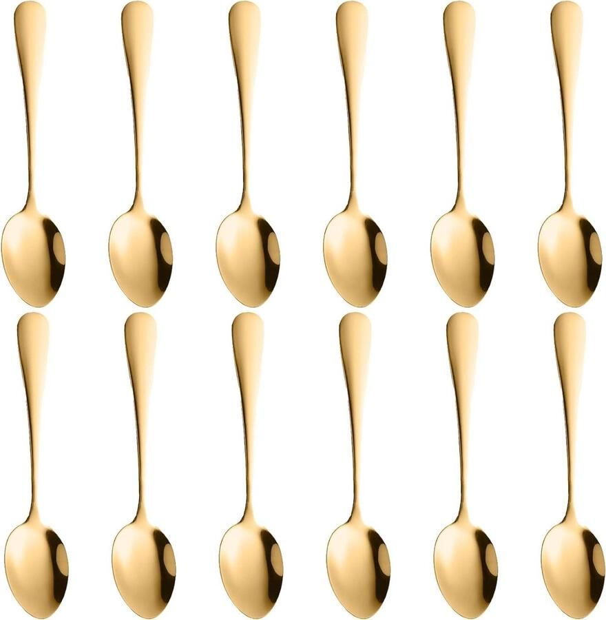 Demitasse lepels Espresso lepeltjes Koffie roeren Vaatwasmachinebestendig Set van 12 Goud