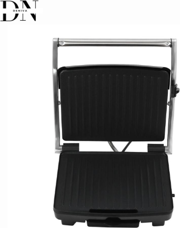 Deniva Professionele 2000W Contactgrill met Antiaanbaklaag Verstelbare Temperatuur 100–250°C Voor Steak Panini & Groenten
