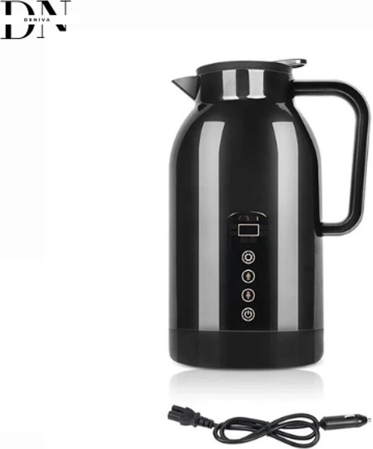 Deniva Waterkoker 1200ml – 12 24V – Roestvrij staal – Snel kokend – Auto-off – Reizen – Koffie – Thee Voertuiggebruik