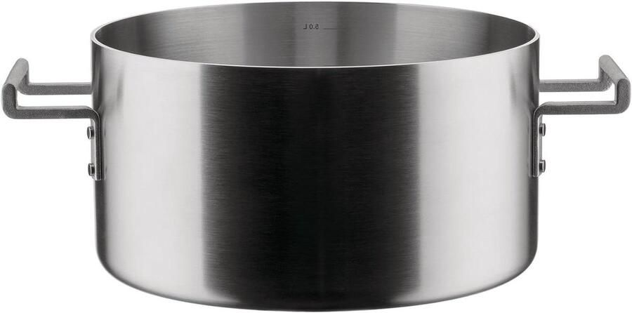 Design Braadpan Kookpan met handvatten Langzaam Garen Magnetische stalen bodem 24 cm Mat staal