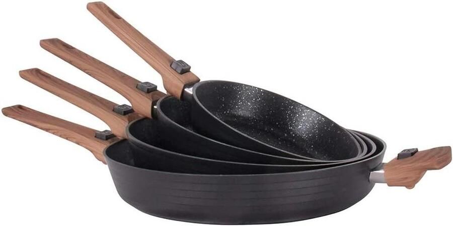 Design braadpan Serveerschaal met deksel Lekker koken Afneembare handgreep Diameter 32 cm Zwart