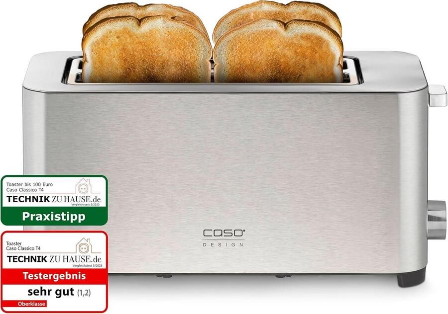 Design Broodrooster 4-sneden RVS Inclusief Broodjesopzetstuk en Ontdooifunctie
