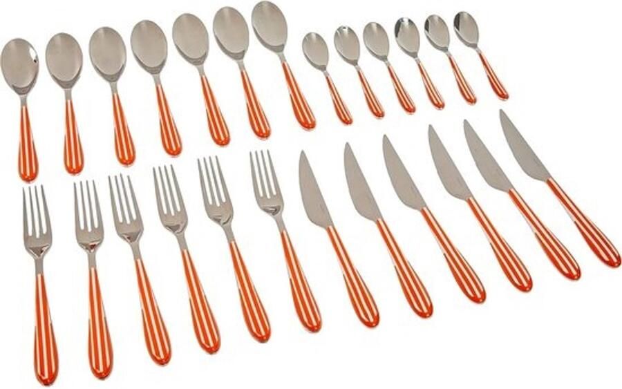 Designer Bestek Set Eettafel Bestek Chique Dineren Uniek Zebra Patroon Oranje
