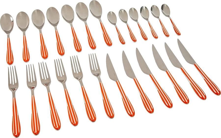 Designer Bestek Set Eettafel Bestek Chique Dineren Uniek Zebra Patroon Oranje
