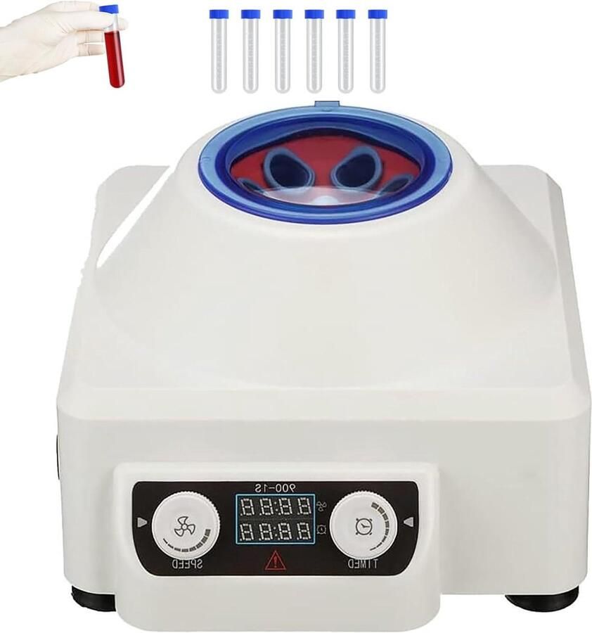 Desktop Centrifuge Elektrische Separator Laboratorium Werk Variabele Snelheid 6x10ml Capaciteit Wit