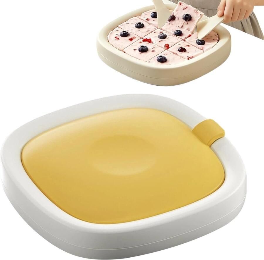 Rolde ijsmachine Dessert maker Zelf ijs maken Geen elektriciteit nodig 22.7 x 22.7 cm Geel