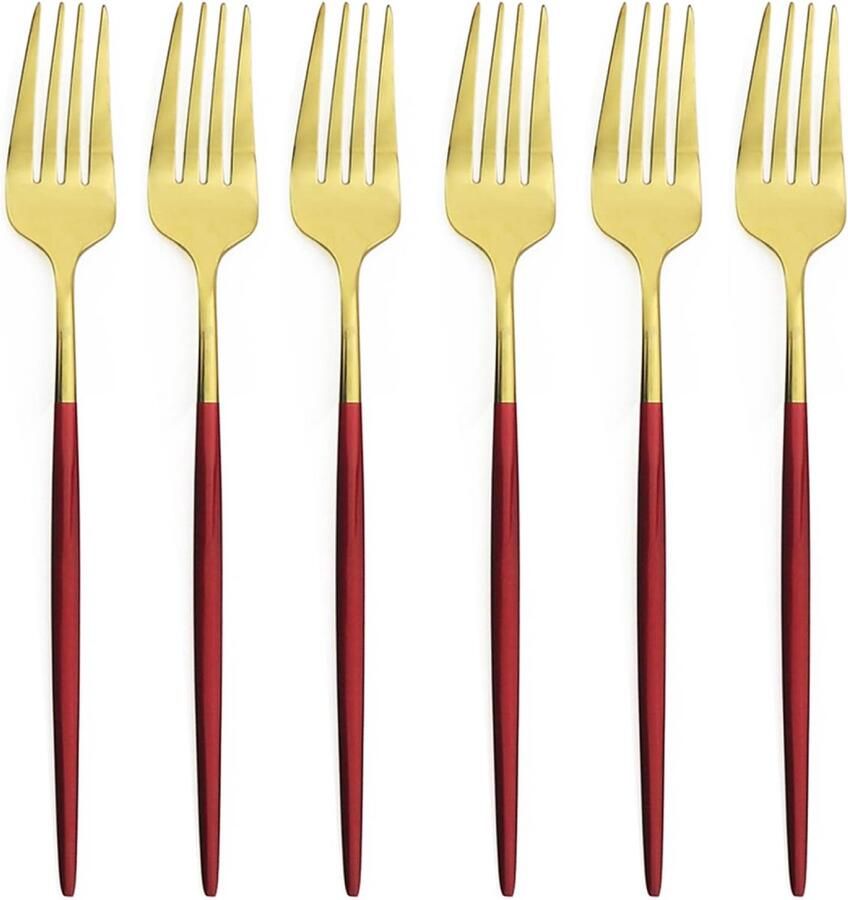 Dessert Vorken Set Bordenbestek Luxe Dineren 304 Roestvrij Staal 6 Delig Rood Goud