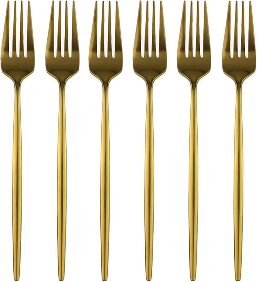Dessert Vorken Set Tafelbestek Luxe Eten Serveren 304 Roestvrij Staal 6 Delig Goud