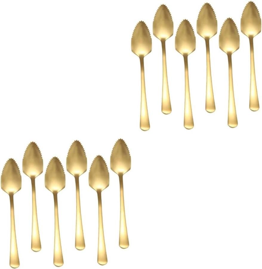 Dessertlepels Set Fruitlepels IJslepels Desserts Serveren Half Gekartelde Rand 12 Stuks Goud