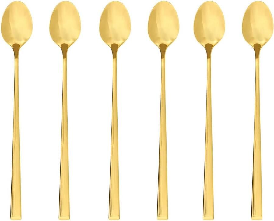 Dessertlepels Set Luxe Lepels Desserts Eten Gouden Afwerking 6 Delig Goud