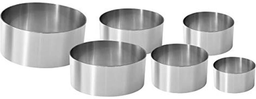 Dessertringen Set Gebak Vormen Desserts Maken Professioneel Materiaal 6 Delig Zilver