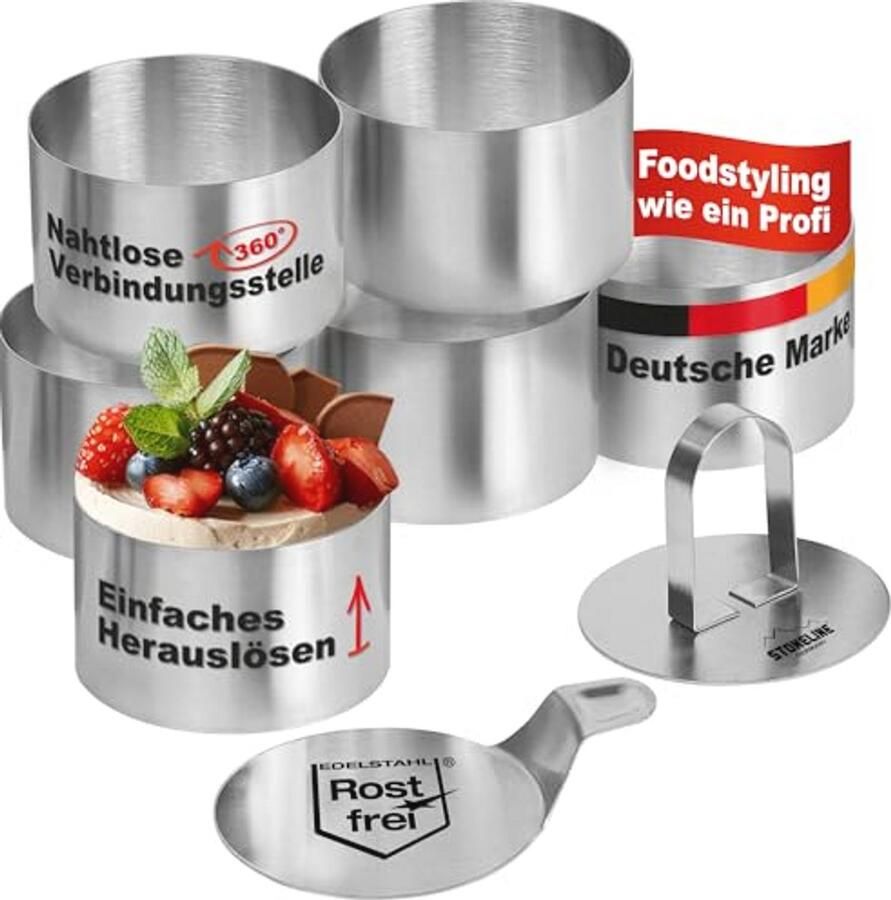 Dessertringen set van 8 cm 8-delige roestvrijstalen set voor desserts en hoofdgerechten