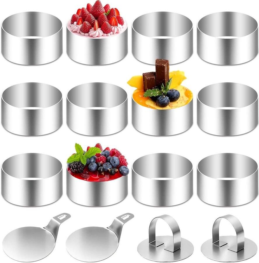 Dessertringen Set Voedselringen Mousse Desserts Vormgeven Roestvrij Staal 8 x 4 cm Zilver