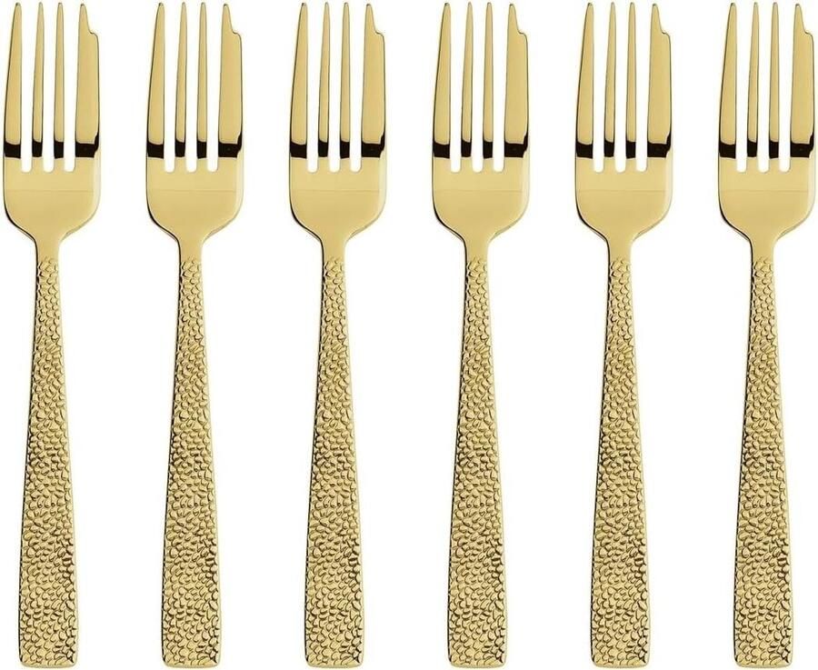 Dessertvorken Set Zoetvorkjes Eten Serveren Gouden PVD Afwerking 6 Stuks Goud