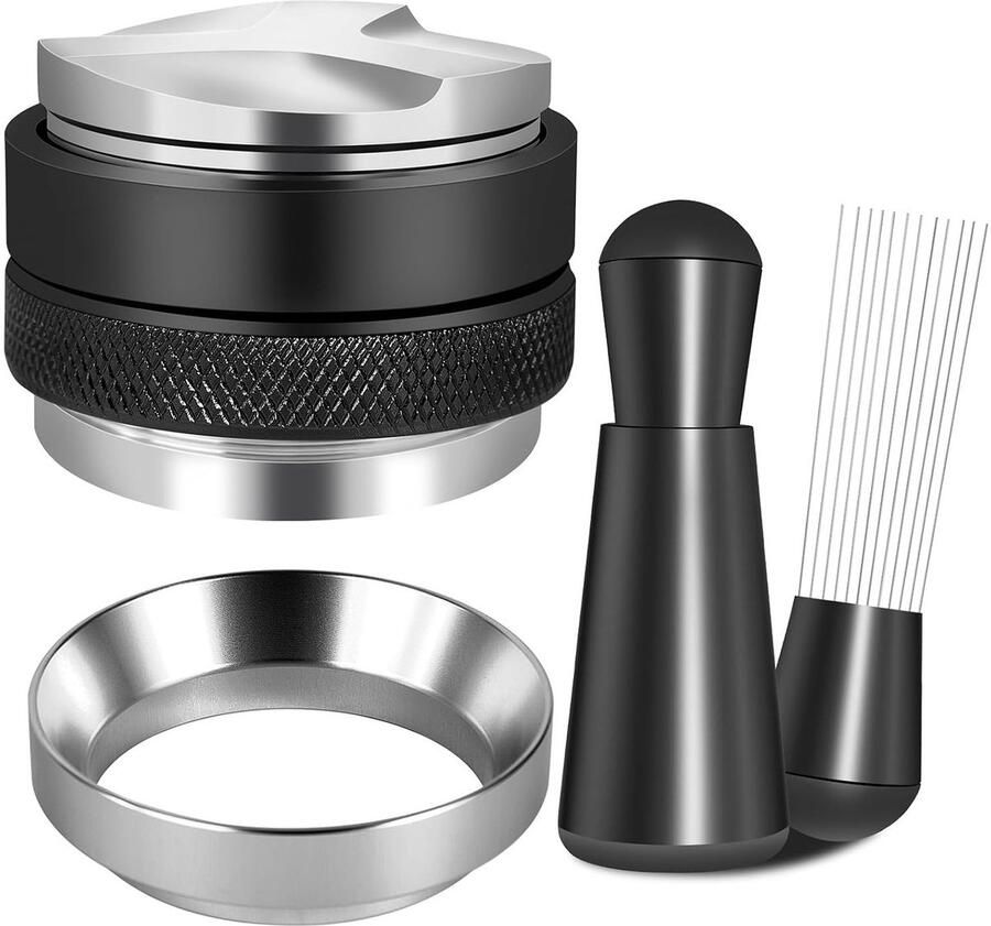 Deze accessoirekit voor espressomachines van 58 mm bevat een koffiedispenser een tamper en een doseertrechter geschikt voor espressomachines en portafilters met een diameter van 58 mm