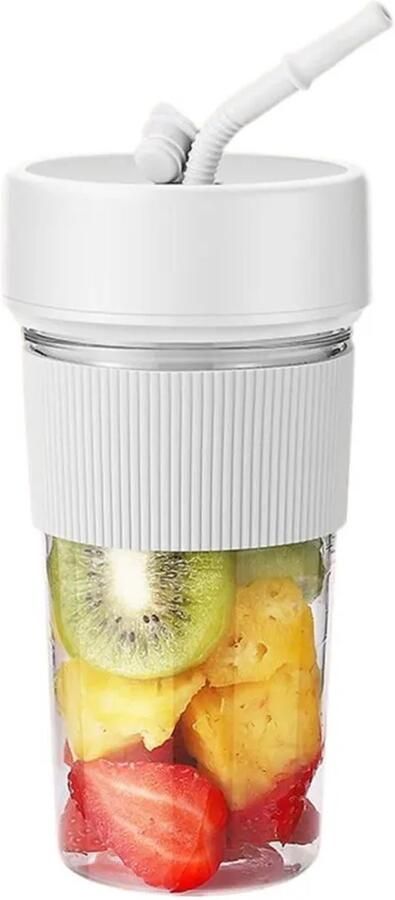 Deze draagbare USB-sapcentrifuge heeft een capaciteit van 350 ml een ontwerp met 6 messen een krachtige motor en verwerkt gemakkelijk ijs en fruit. Hij is Geschikt voorzien van een Type-C-aansluiting een rietje