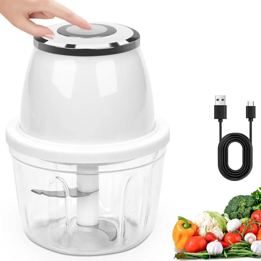 Deze mini-elektrische hakmolen Geschikt voor USB-oplaadfunctie heeft een inhoud van 350 ml en is Geschikt voor het hakken van uien knoflook vlees groenten en meer