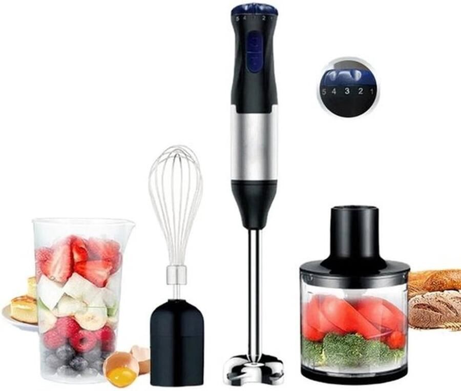Deze multifunctionele staafmixer heeft een hakmolen garde en mengbeker en 5 snelheidsstanden. Een geweldige keukenhulp in één!