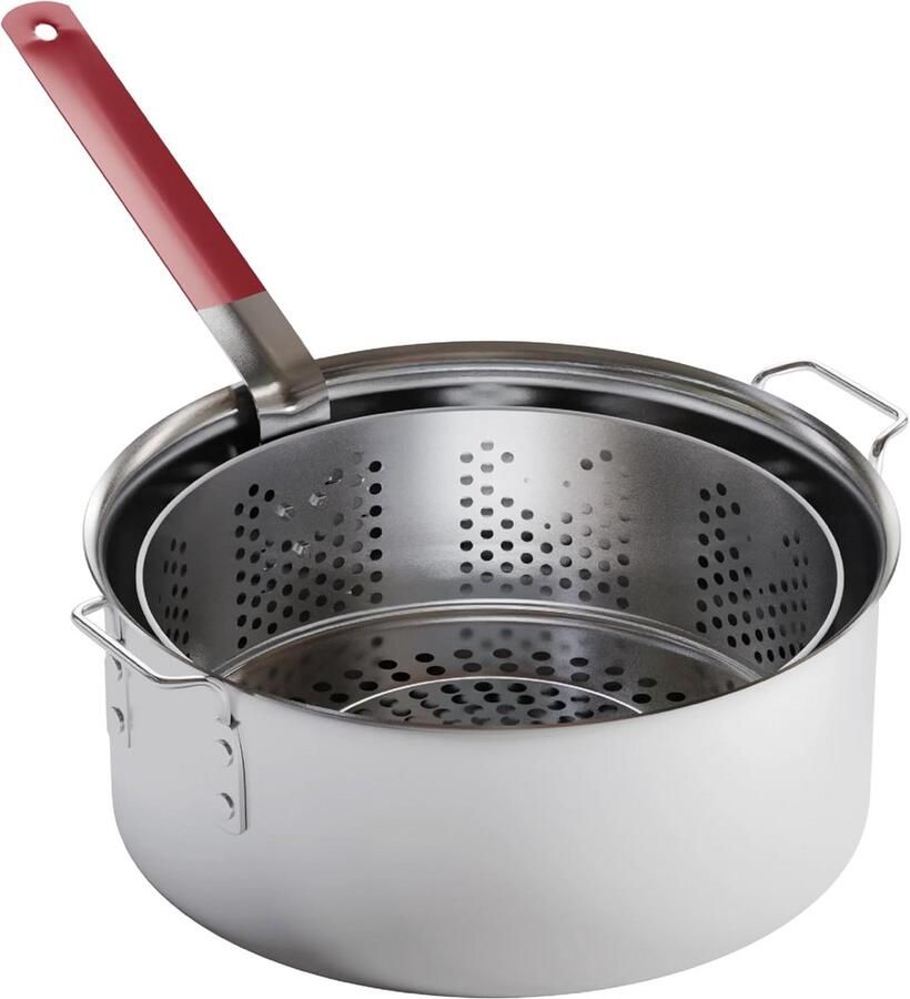 Diepe Aluminium Frituurpan (10 Qt) met Mand Ideaal voor Binnen & Buiten Frituren